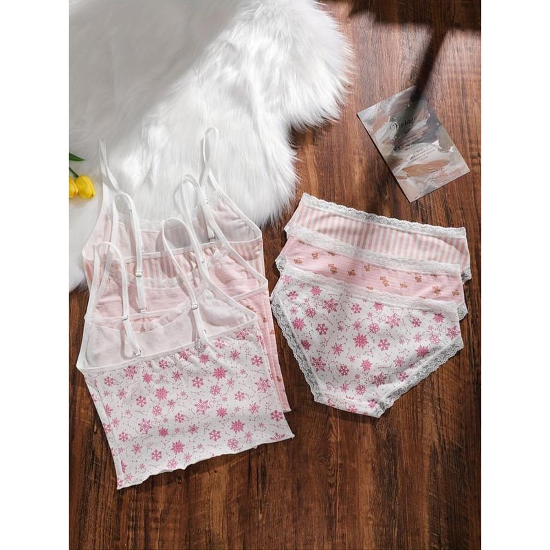 Nočný set pre tínedžerky: nylon, pulórový štýl, prémiový pocit, jeseň, karikatúrny medvedík so snehovými vločkami a pruhmi