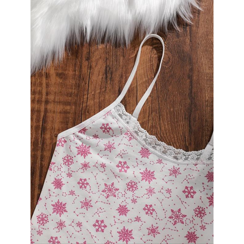 Nočný set pre tínedžerky: nylon, pulórový štýl, prémiový pocit, jeseň, karikatúrny medvedík so snehovými vločkami a pruhmi