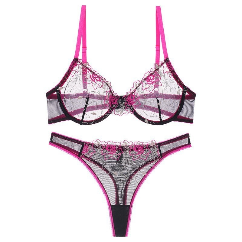 Set grudnjaka s čipkom i prekrasnim leđima, prozračan, push-up, pun košarica, najlon materijal, podstava od Spandeksa, stražnje zatvaranje s tri reda kukica