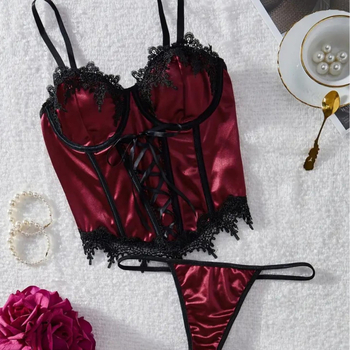 Ženski seksi set donjeg rublja s otvorenim leđima – poliester, 90–95% poliester, stil uloga