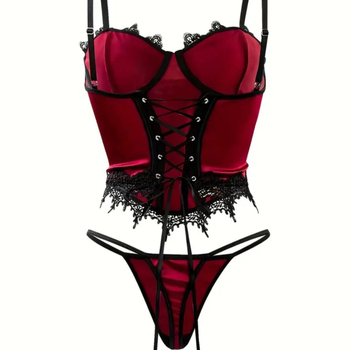 Ženski seksi set donjeg rublja s otvorenim leđima – poliester, 90–95% poliester, stil uloga