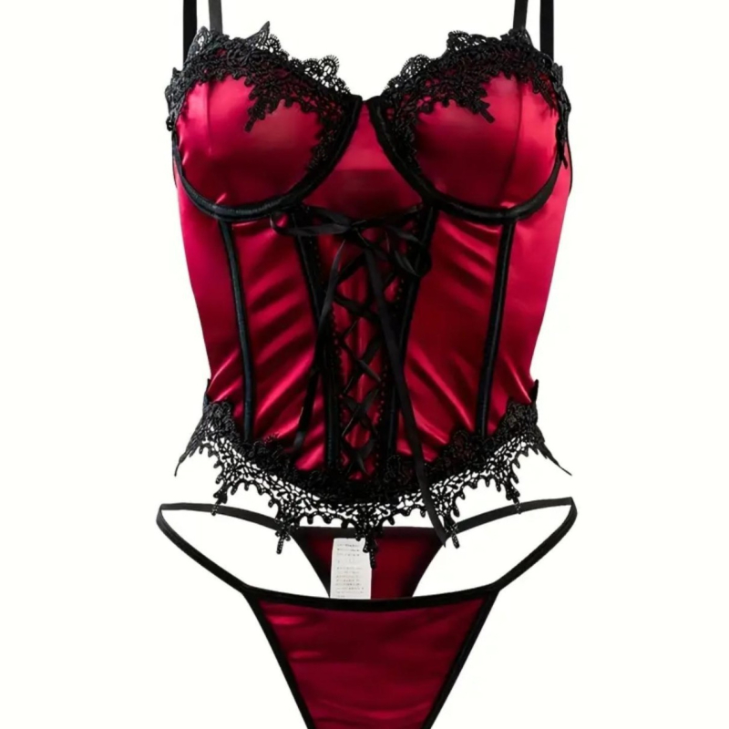 Ženski seksi set donjeg rublja s otvorenim leđima – poliester, 90–95% poliester, stil uloga