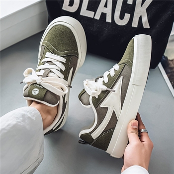 Pantofi sport din pânză cu talpă groasă, versiune Coreeană, stil sport-casual, șireturi, vârf ascuțit