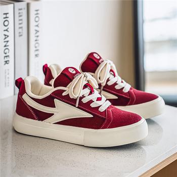 Pantofi sport din pânză cu talpă groasă, versiune Coreeană, stil sport-casual, șireturi, vârf ascuțit