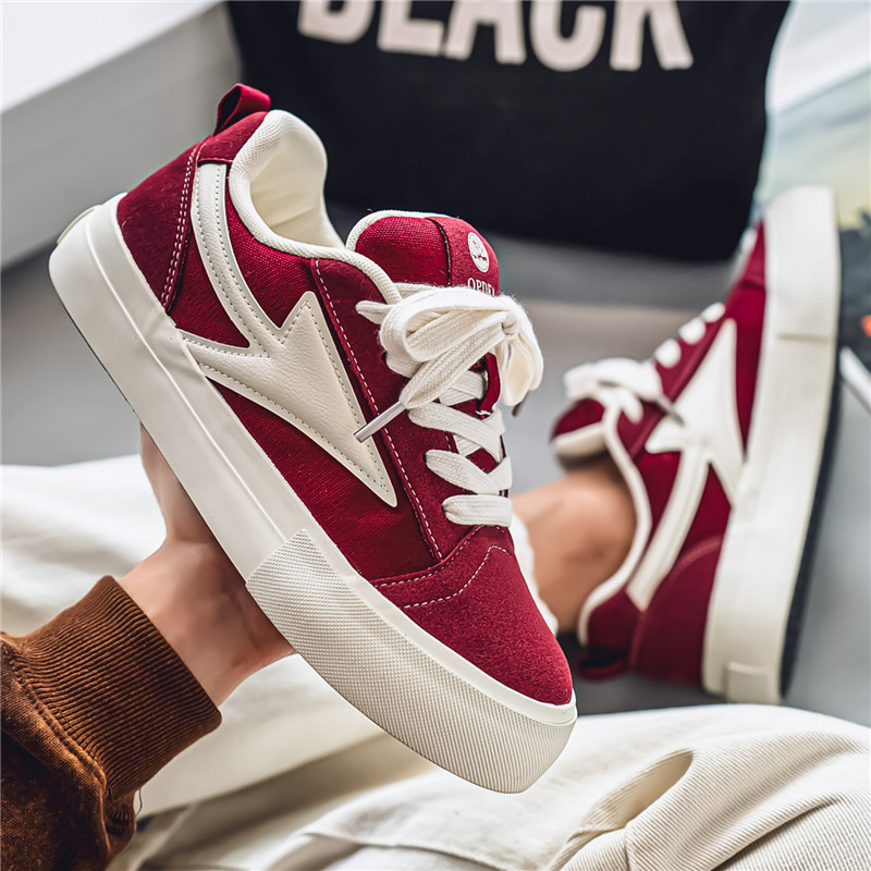 Pantofi sport din pânză cu talpă groasă, versiune Coreeană, stil sport-casual, șireturi, vârf ascuțit