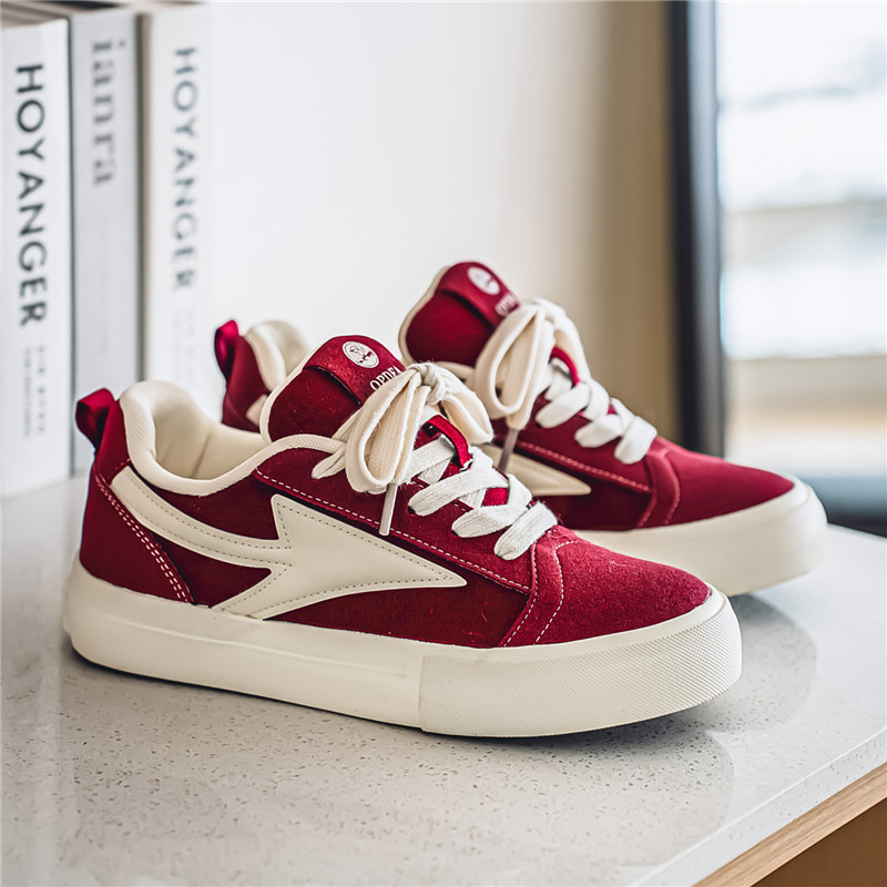 Pantofi sport din pânză cu talpă groasă, versiune Coreeană, stil sport-casual, șireturi, vârf ascuțit