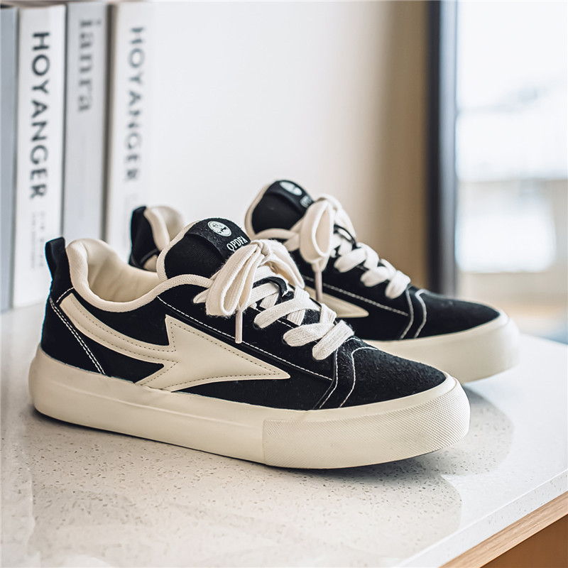 Pantofi sport din pânză cu talpă groasă, versiune Coreeană, stil sport-casual, șireturi, vârf ascuțit