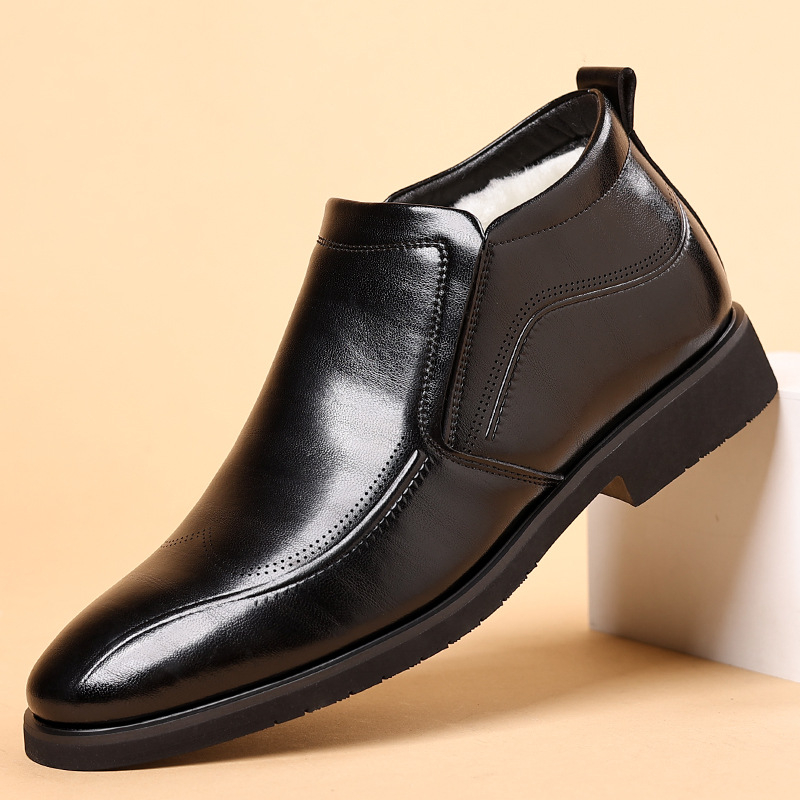 Muške slip-on kožne poslovne cipele, prozračni sintetički kožni gornji dio, gumeni potplat, kožni vrh prsta, debeli potplat, proljeće-ljeto 2025