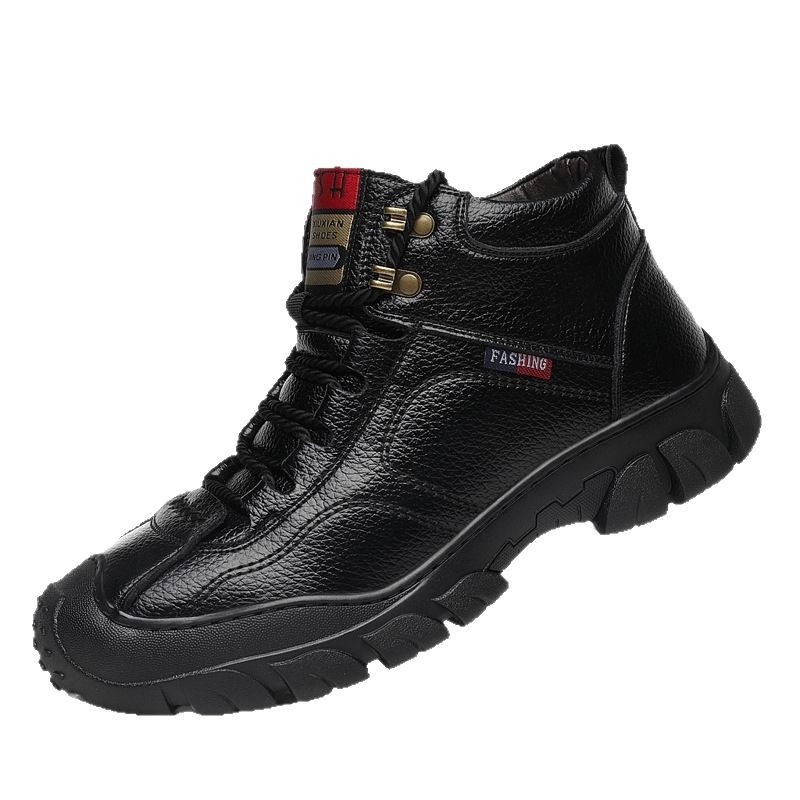 Muške zimske visoke planinarske cipele, protiv klizanja, gornji dio od goveđe kože, gumeni potplat