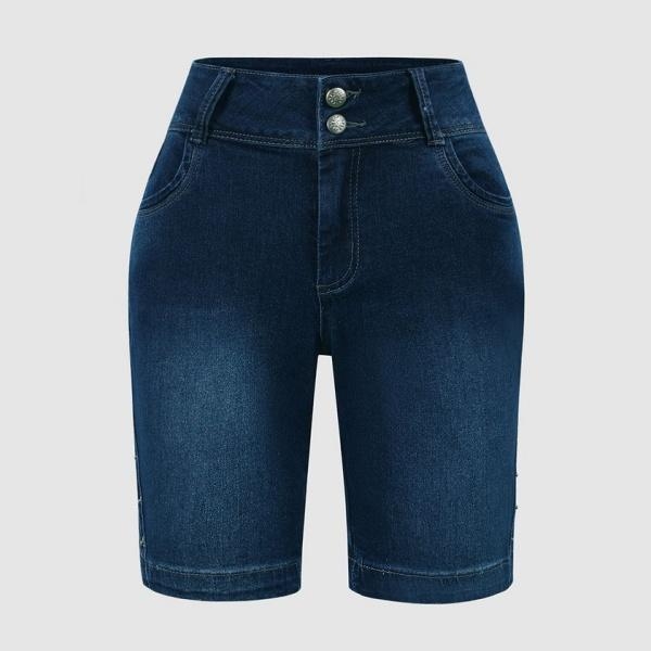 Traper bermuda šorc s ultra-niskim strukom, s naramenicama, krojem s proširenim krojem i duljinom do tri četvrtine