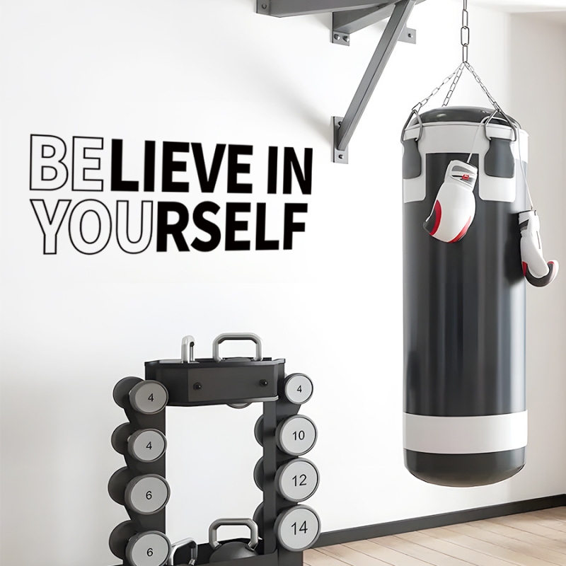 Samoljepljiva zidna naljepnica s porukama pozitivne energije, PVC materijal, 1 komad, crtični stil, za dnevni boravak, spavaću sobu ili ulaz