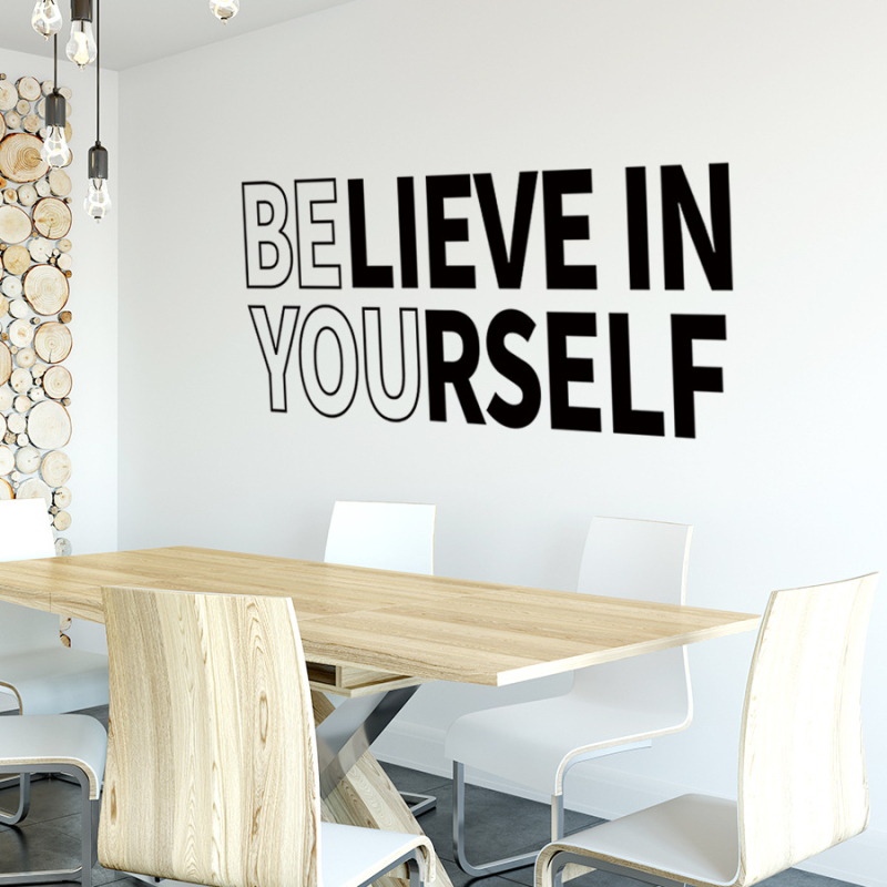 Samoljepljiva zidna naljepnica s porukama pozitivne energije, PVC materijal, 1 komad, crtični stil, za dnevni boravak, spavaću sobu ili ulaz