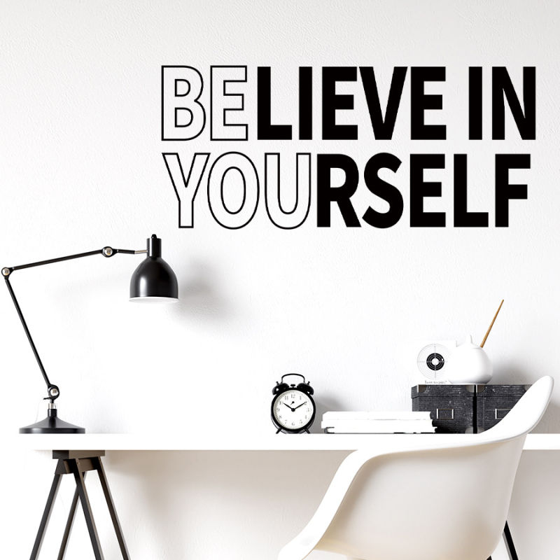 Samoljepljiva zidna naljepnica s porukama pozitivne energije, PVC materijal, 1 komad, crtični stil, za dnevni boravak, spavaću sobu ili ulaz