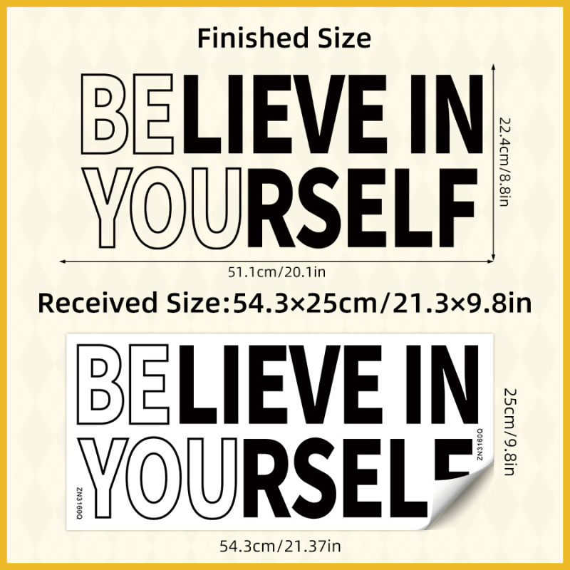 Samoljepljiva zidna naljepnica s porukama pozitivne energije, PVC materijal, 1 komad, crtični stil, za dnevni boravak, spavaću sobu ili ulaz