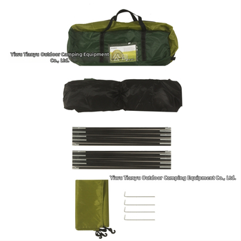 Nešiojamos sulankstomos palapinės žygiams, 3–4 asmenims; stiklo pluošto stiebai; vidinis ir išorinis 170T poliesteris; Oxford audinys grindims; svoris 1,7 kg