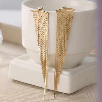 Náušnice T900 z ekologickej meďe, geometrický fashion OL štýl, elektroplating, dlhé strapcové visiace, doplnok k uchám