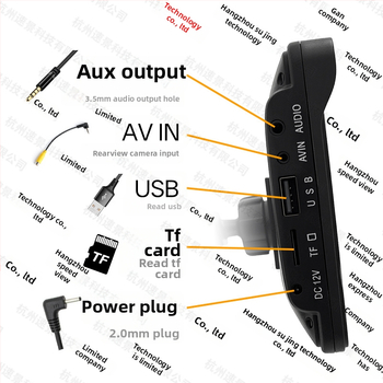Automobilový LCD displej na montáž, IPS displej, model XSP-207, podpora CarPlay/Android Auto, 1024x600 rozlíšenie, univerzálna kompatibilita