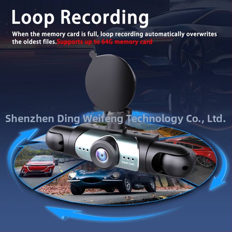 Štvorkanálny automobilový dash cam 1080p: predná, ľavá, pravá a zadná kamera, cúvacie zobrazenie, 16 GB pamäť