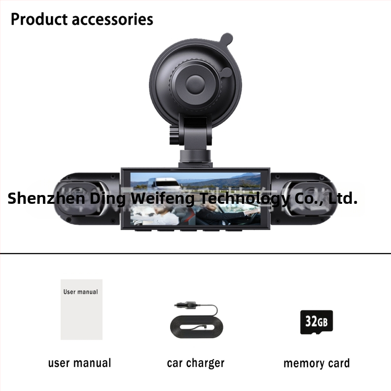 Štvorkanálny automobilový dash cam 1080p: predná, ľavá, pravá a zadná kamera, cúvacie zobrazenie, 16 GB pamäť