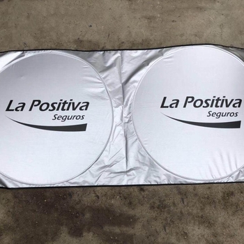 Сгъваема разтегателна слънцезащитна щора за автомобил за предното стъкло, полиестер, вградена инсталация, универсален модел, печат на лого наличен