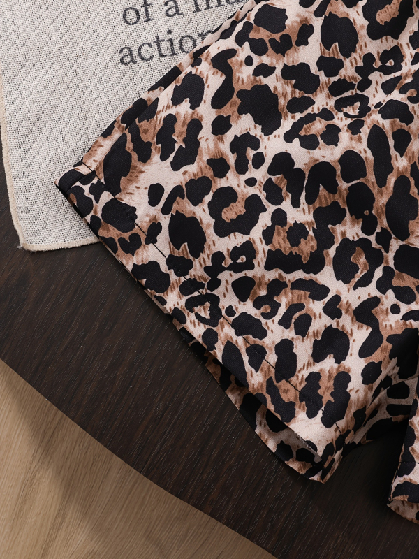 Dječje kratke hlače s leopard printom, 100% poliester, srednji pojas s elastikom, ljetni casual za djecu 1–3 godine (80–100 cm)