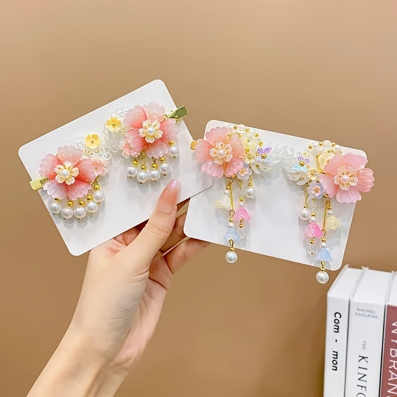 Dievčenské sponky do vlasov s kvetinovými korálkami, zima 2022