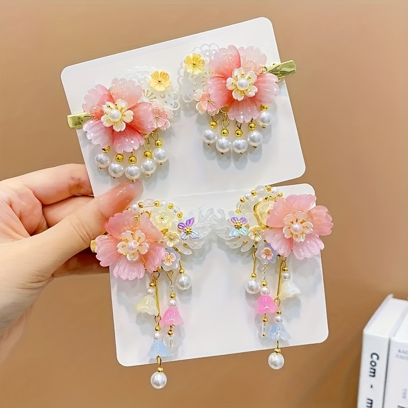 Dievčenské sponky do vlasov s kvetinovými korálkami, zima 2022