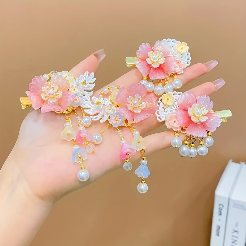 Dievčenské sponky do vlasov s kvetinovými korálkami, zima 2022