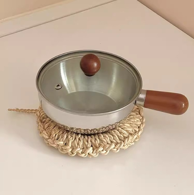 304 nerezová oceľ mliečna miska s skleneným viečkom a úchytkou z orechového dreva, určená pre jednu osobu