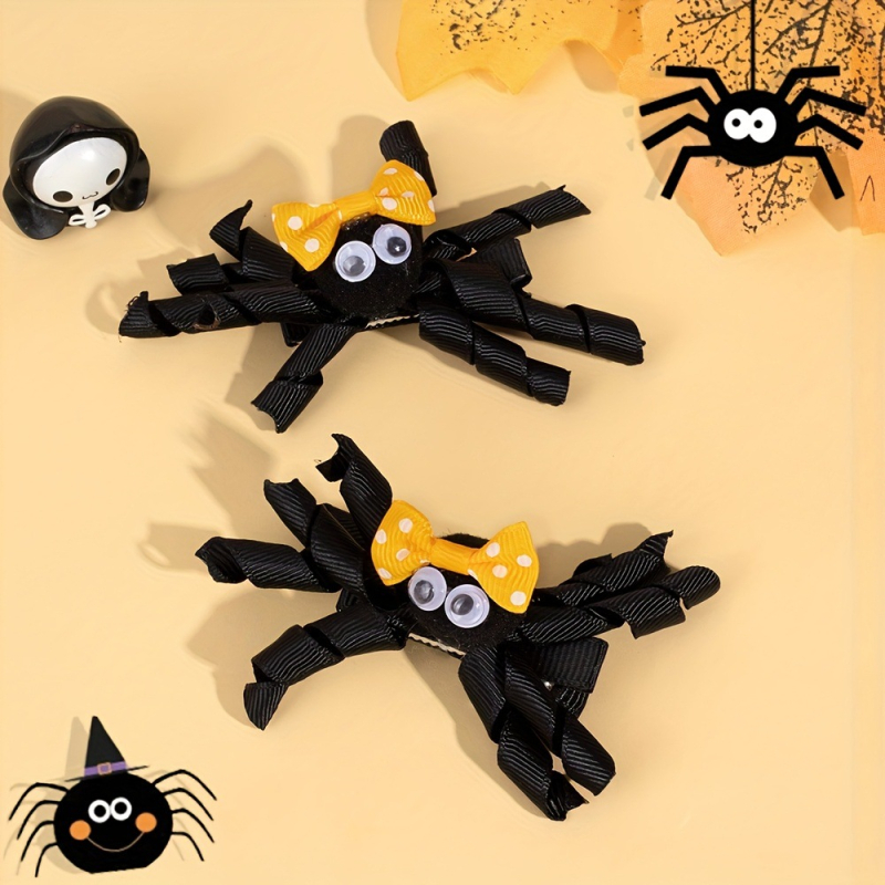 Doplnok do vlasov – Ručne vyrobený klip so stuhou a motívom pavúka, Zirui Lida, ZR-090, jeseň 2025