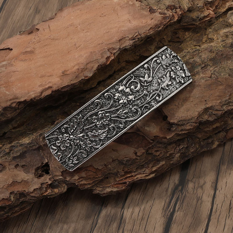 Spona do vlasov s pružinou, retro vyrezávaný kvetinový vzor, zliatina a železo, A0570, unisex, jazz štýl, elektroplátovanie