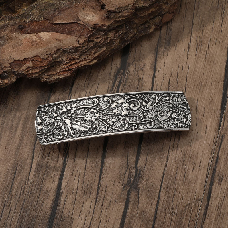 Spona do vlasov s pružinou, retro vyrezávaný kvetinový vzor, zliatina a železo, A0570, unisex, jazz štýl, elektroplátovanie