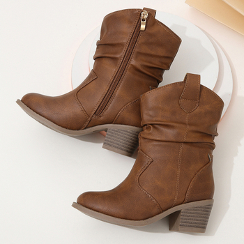 Dječje zapadne kovbojske čizme PU gornji dio, bočni zip, TPR đon, srednja visina čizme, udobna podstava