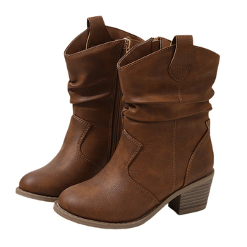 Dječje zapadne kovbojske čizme PU gornji dio, bočni zip, TPR đon, srednja visina čizme, udobna podstava