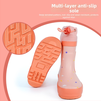 Detské dažďové topánky s motívom jednorožca, gumová vrchná časť, vysoký holenný, nízky podpätok, celoročné použitie