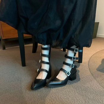 qt1 Ženske sandale - šiljasti nos, PU gornji dio, PU unutarnja podstava, gumeni potplat, srednji potpetica, ljeto 2024