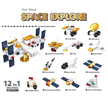 Set de blocuri plastice XL - model mașină spațială, DIY, logo OEM, 7-14 ani