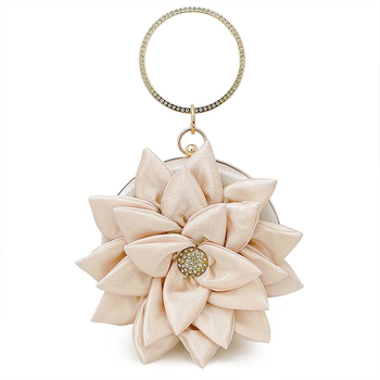 Ženska torbica okruglog oblika s cvjetnim motívom, zatvaranje na kopču, podstava od poliestera, Zimska kolekcija 2023