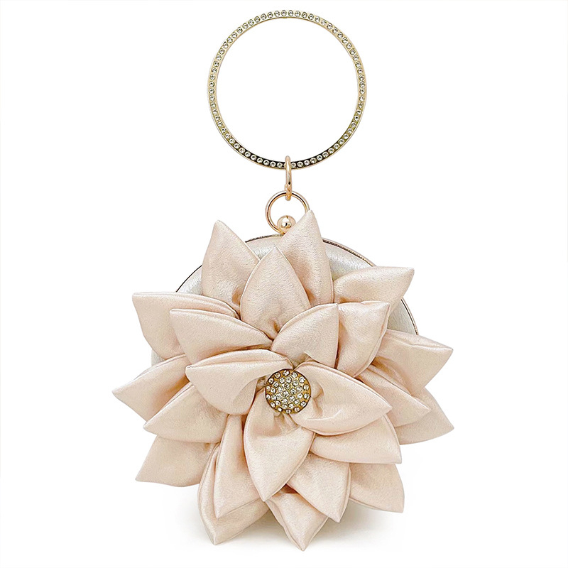 Ženska torbica okruglog oblika s cvjetnim motívom, zatvaranje na kopču, podstava od poliestera, Zimska kolekcija 2023