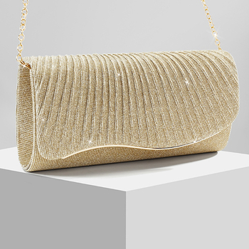 Ženska sjajna večernja torba za događaje | vodoravni kvadratni oblik, otvaranje s poklopcem, poliester, ulična moda, proljeće 2025
