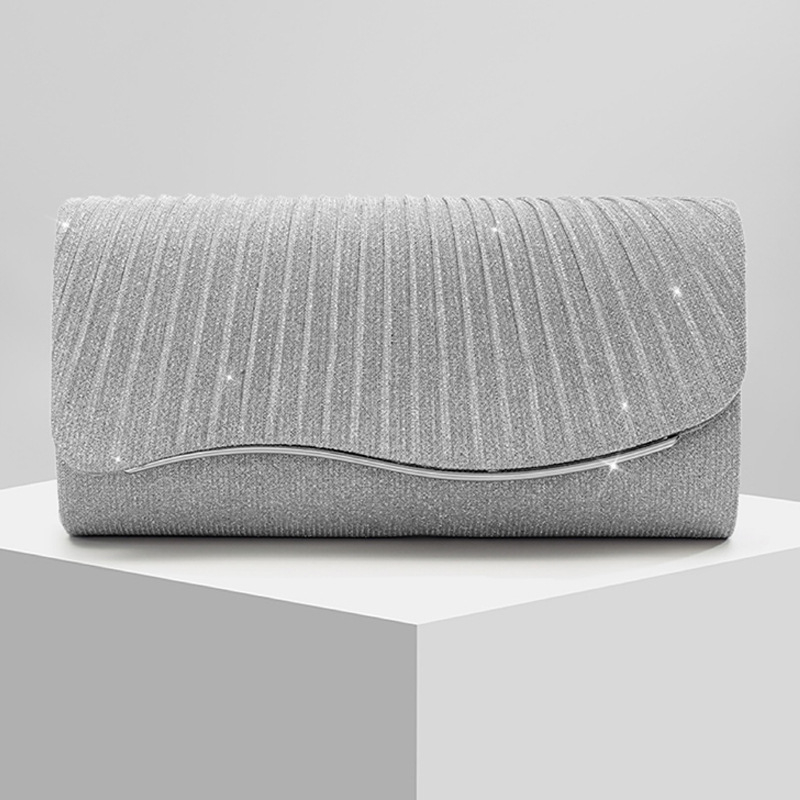 Ženska sjajna večernja torba za događaje | vodoravni kvadratni oblik, otvaranje s poklopcem, poliester, ulična moda, proljeće 2025