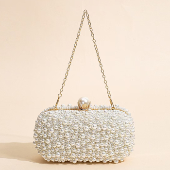 Perlasta večernja torbica s zaključavanjem - mekana tekstura, mini kvadratna torbica za rame/crossbody, pretinac za ID, poliester
