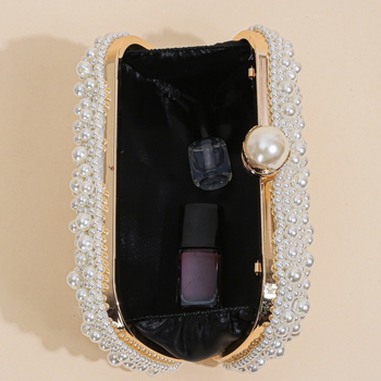 Perlasta večernja torbica s zaključavanjem - mekana tekstura, mini kvadratna torbica za rame/crossbody, pretinac za ID, poliester