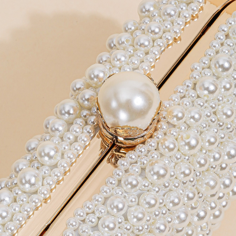 Perlasta večernja torbica s zaključavanjem - mekana tekstura, mini kvadratna torbica za rame/crossbody, pretinac za ID, poliester