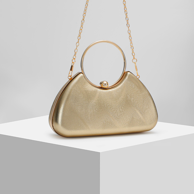 Europsko-američka retro stil poliesterska večernja torbica s lančanim remenom, ovalnog oblika, zaključavanje kopčom, unutarnji džep za telefon, poliester podstava, proljeće 2025