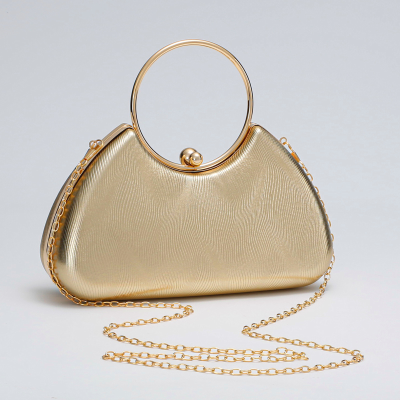 Europsko-američka retro stil poliesterska večernja torbica s lančanim remenom, ovalnog oblika, zaključavanje kopčom, unutarnji džep za telefon, poliester podstava, proljeće 2025