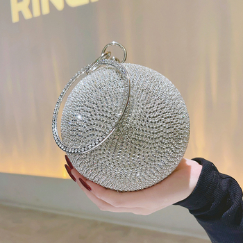 Okrúhla večerná kabelka na zápästie s retiazkou - ABS pevná konštrukcia, okrúhly tvar, otvorené horné, polyesterová podšívka