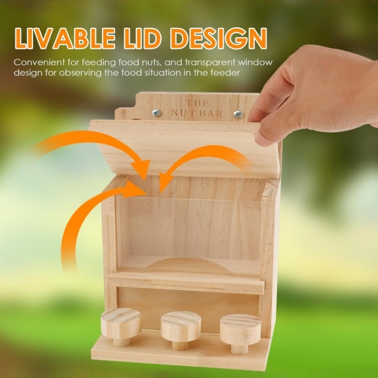 Drevená krmítka pre veveričky — vonkajšia zavesiteľná, na objednávku, všeobecné použitie, značka Pioneering