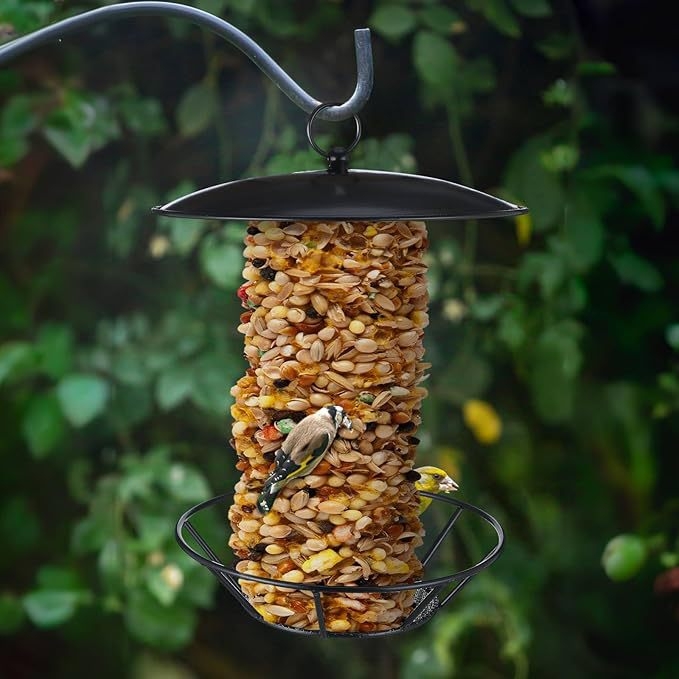 Hrănitoare cilindrică din fier pentru semințe, pentru păsări și veverițe, stil chinezesc