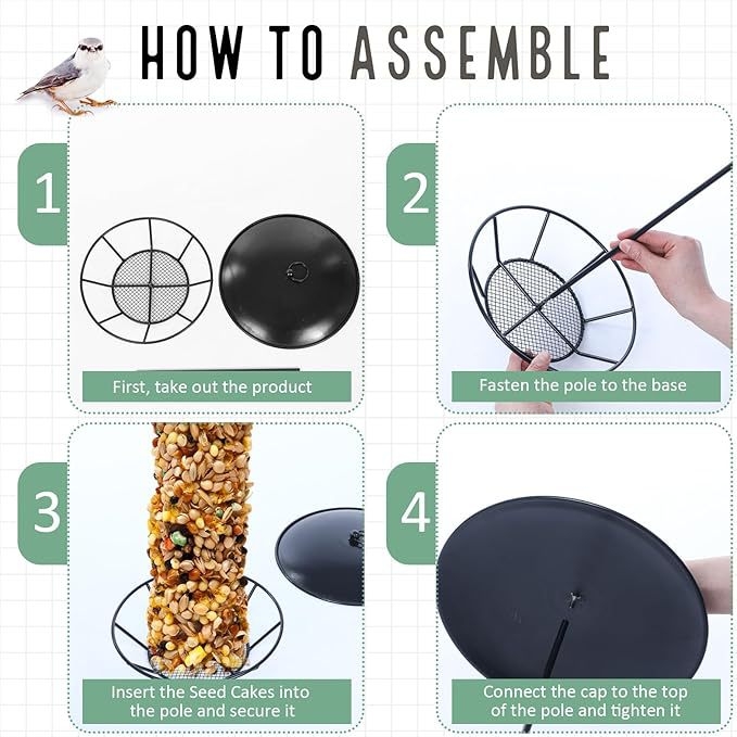 Hrănitoare cilindrică din fier pentru semințe, pentru păsări și veverițe, stil chinezesc